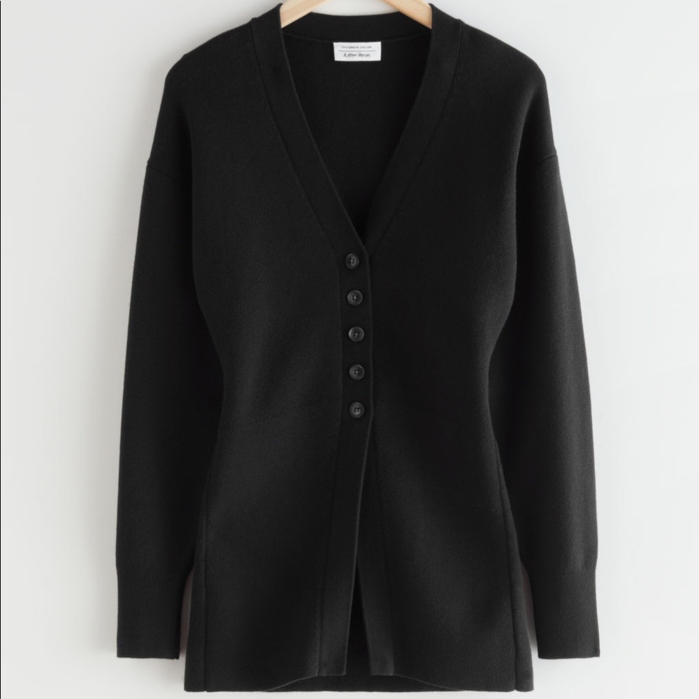 & Other Stories Black Cinched Black Cardigan